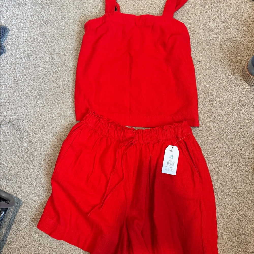 Red Two-Piece One-Piece Set